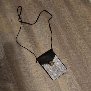 Source Unknown Black and Silver Crossbody Bag